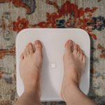 Feet on a weighing scale
